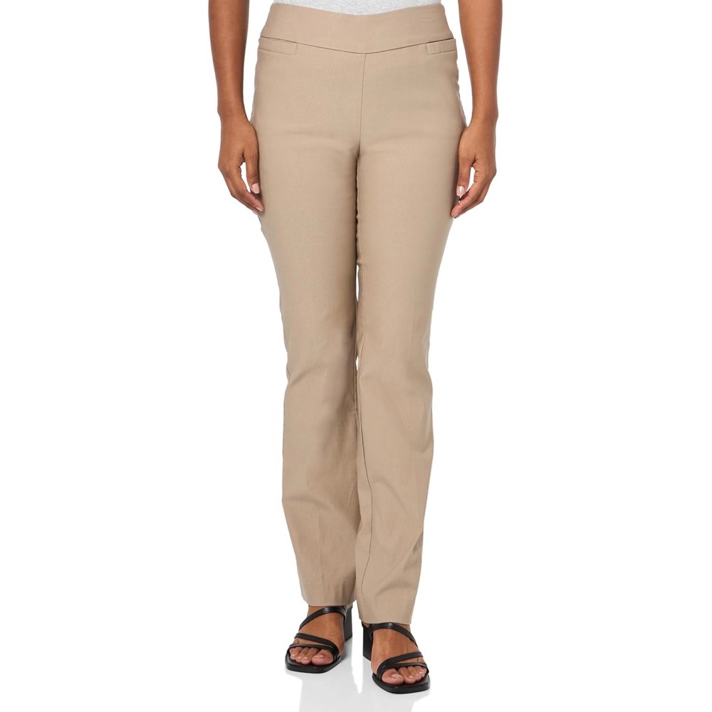 Briggs Magic Pant Womens 6S Tan Khaki Slimming Pull On Straight Leg Trousers NEW